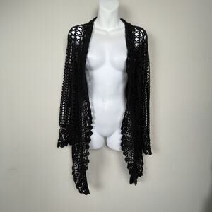 Vertigo Black Crochet Knit Top Size M Grunge Fairy Boho Festival Cover Up